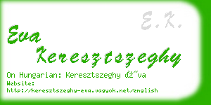 eva keresztszeghy business card